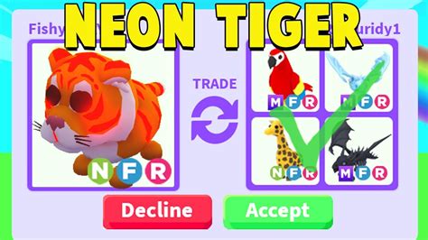 Trading First Neon Tiger In Adopt Me Youtube