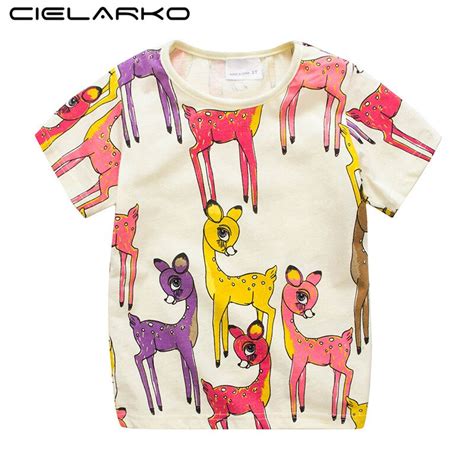 Cielarko Summer Girls T Shirt 2018 Short Sleeve Deer Cartoon Baby T
