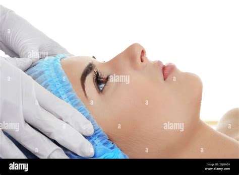 Plastic Surgery Concept Doctor Checking Female Face Before Plastic