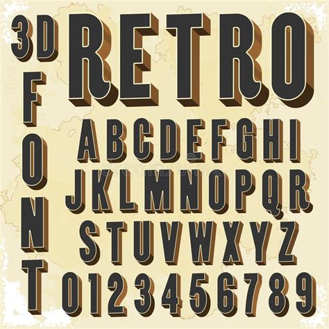 3d Retro Type Font Vintage Typography Royalty Free Illustration