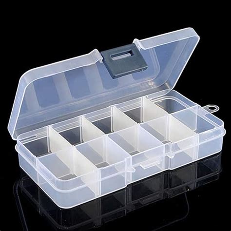 Bdrsjdsb Portable 10 Compartments Clear Plastic Storage Box Jewelry Mini Goods Bead Screw