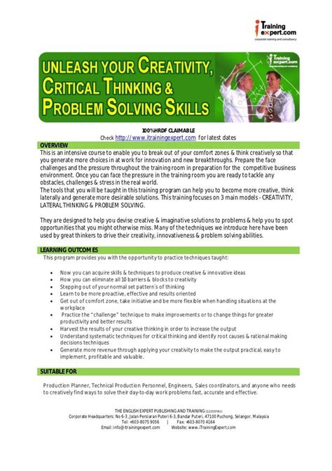 what is critical thinking and creative problem solving improving critical thinking and