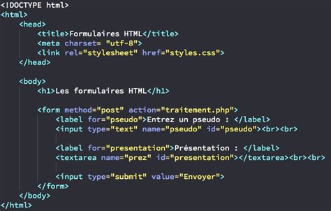 Création d'un formulaire simple en HTML