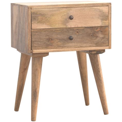 What to do with a modern bedside table? Mango Hill 2 Drawer Solid Wood Bedside Table | Vegan Haven