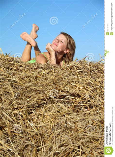 Peasant Girl Resting In Haystack Stock Photo Image Of Farmer Resting