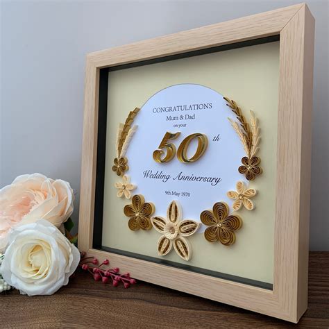 50th Wedding Anniversary Frame Golden Anniversary T Etsy Uk