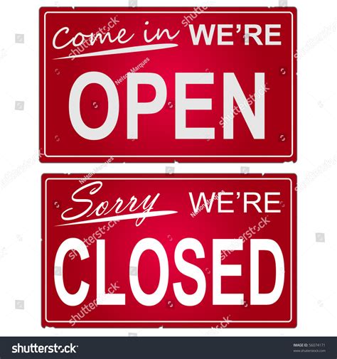 Image Of Open And Closed Business Signs Stock Vector Illustration