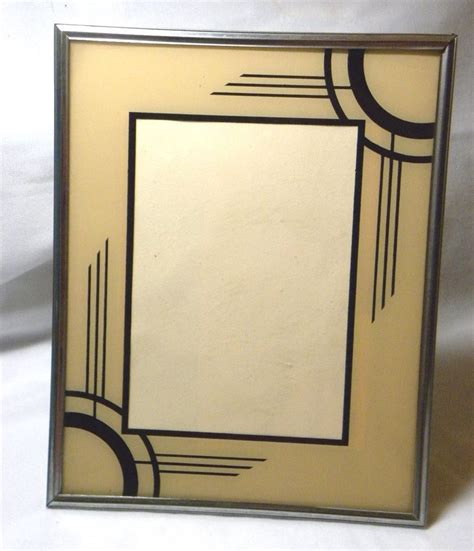 Vintage 1920s Art Deco Chrome And Reverse Painted Glass Easel Picture