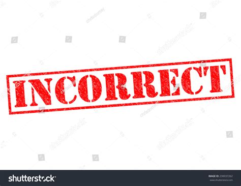 Incorrect Red Rubber Stamp Over A White Background Stock Photo