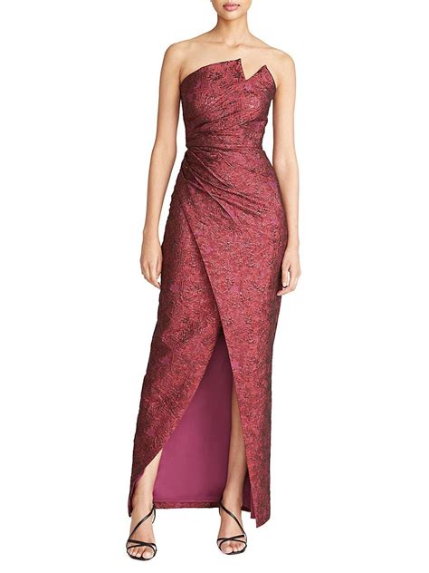 Theia Harmony Asymmetric Stretch Jacquard Gown In Red Lyst