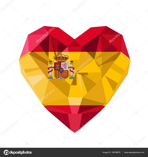 ▶meilleure photo pour votre projet! Bijoux cristal vectoriel coeur espagnol avec le drapeau du ...