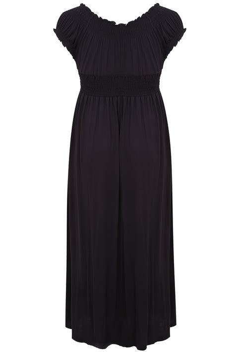 Black Gypsy Style Maxi Dress Plus Size 141618202224262830323436
