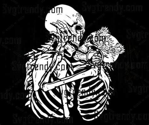 Kissing Skeletons Couple Svg Skeleton Kissing Svg Love Etsy