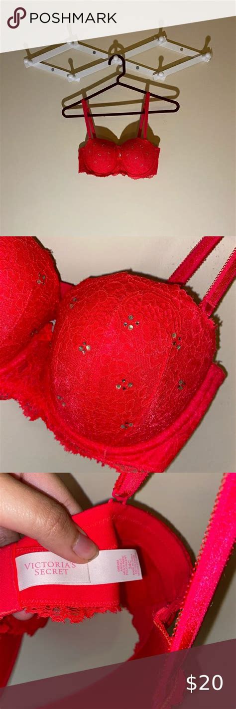 Victorias Secret Hot Pink Lace Bedazzled Bra In 2023 Bedazzled Bra