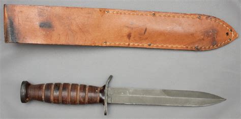 Unmarked M3 Trench Knife With Commercial Leather Sheath