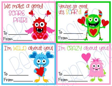 Do It Yourself Printable Monster Themed Valentines By Beyerdesign 5