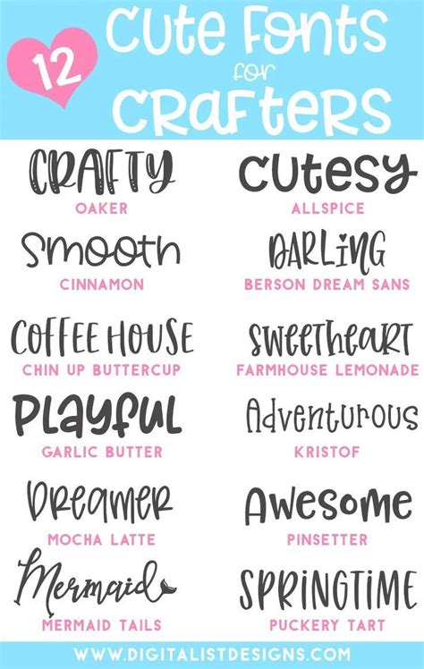 12 Adorably Cute Fonts For Crafters Digitalistdesigns Cute Fonts