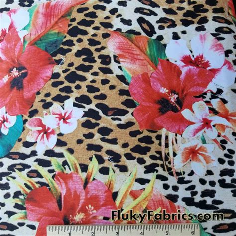 Floral Leopard Print Nylon Spandex By The Yard