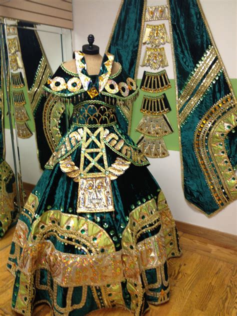 emerald and gold ball gown made for a royal maid in a mardi gras ball in lafayette louisiana