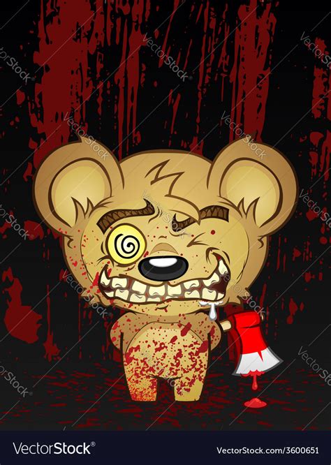 Demented Teddy Bear Cartoon Character Royalty Free Vector