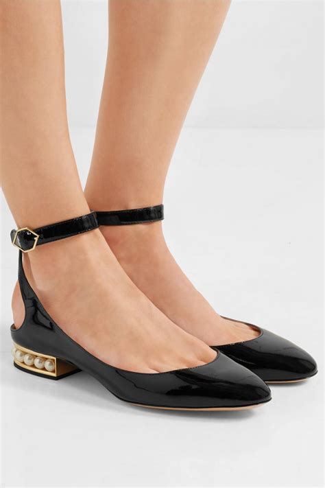 nicholas kirkwood womens lola embellished patent leather ballet flats black black flat shoes ⋆