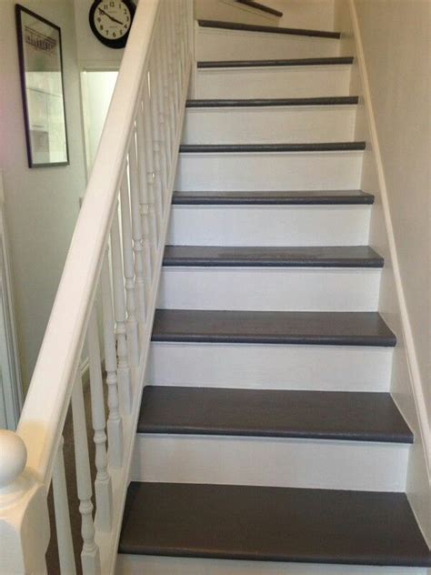 Painted Stairs Grey Treads Stair Railing Design Stair Treads Grey