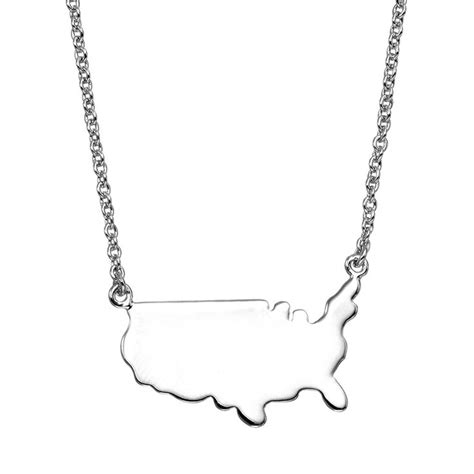Silver Tone United States Necklace State Necklace Necklace Silver
