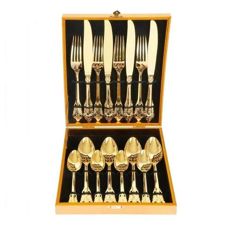 flatware silverware gold heavy stainless duty steel piece cutlery spoon fork mirror knife service tone dishwasher polished include safety coffee