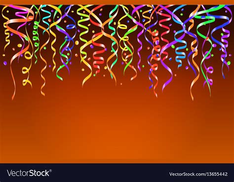 Card With Confetti On Orange Background In Vector Image
