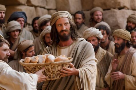 Premium Photo Jesus Christ Feeding Crowd Of Five Thousand People With