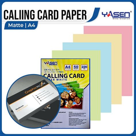 Yasen Double Sided Matte Calling Card Paper A4 Size Cardstock Paper 50