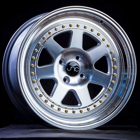 For 17x9 Inch 1 Single Wheel Only Jnc Wheels 17 Jnc048 Silver Machine Face Gold Rivet Rim