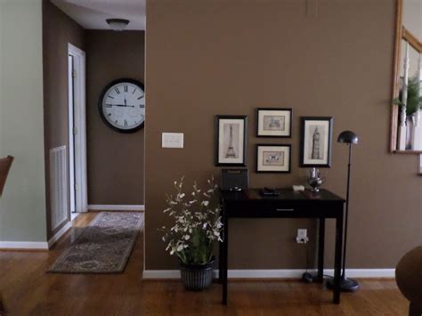 Transition Area With Behr Sweet Georgia Brown Brown Living Room