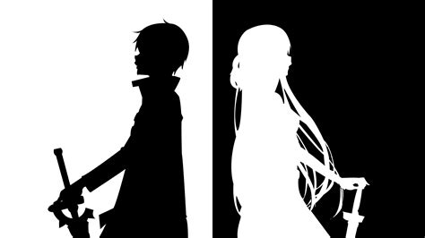 Illustration Anime Sword Art Online Kirigaya Kazuto Yuuki Asuna Silhouette Brand
