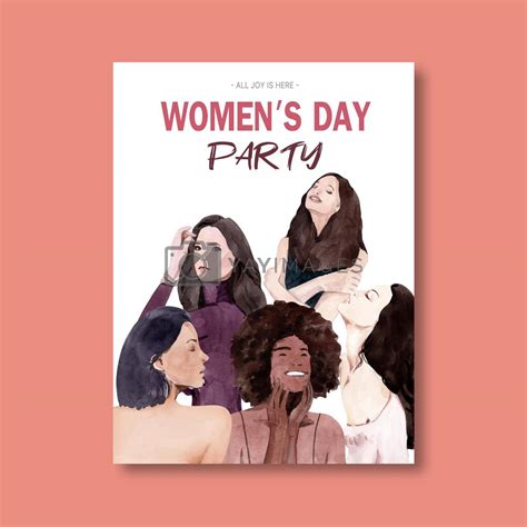 women day poster design with women watercolor illustration by photographeeasia vectors