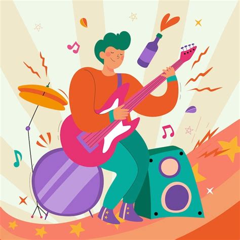 Free Vector Hand Drawn World Rock Day Illustration With Person