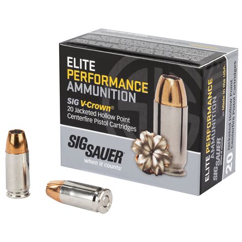 Sig Sauer Elite Performance V Crown Ammunition 9mm 124gr Jhp 20rd