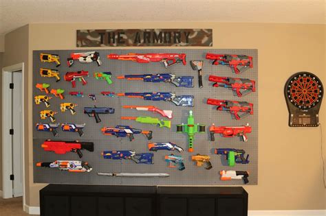 We built a nerf gun wall out of plywood and dowels. Pin on Nerf Wall