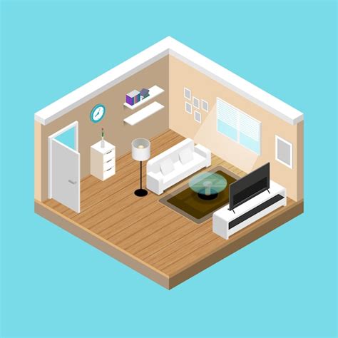 Premium Vector Concept Living Room Isometrics 3d Composition