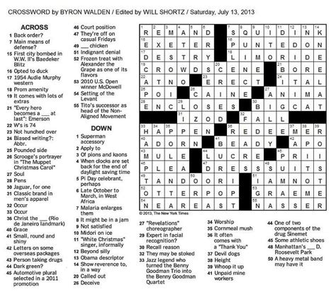 The New York Times Crossword in Gothic: 07.13.13 — The ...