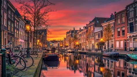 Sunset In Amsterdam Hd Wallpaper Background Image