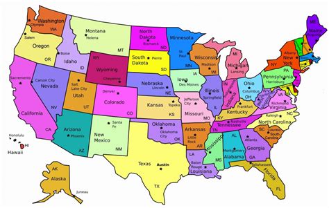 Usa Map With States Capitals And Abbreviations Printable Map