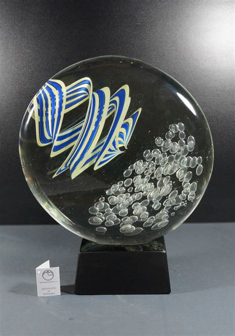 Murano Glass Round Stone Sculpture Made Murano Glass