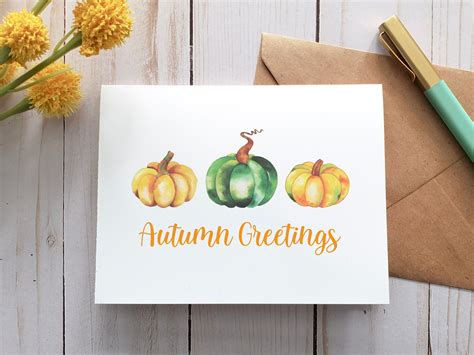 Autumn Greetings Card Printable Card Digital Card Greeting Etsy
