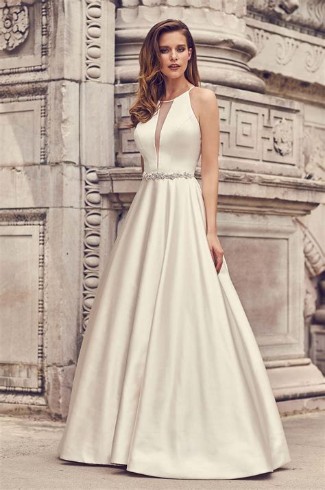 halter neckline ball gown wedding dress style 2236 mikaella bridal