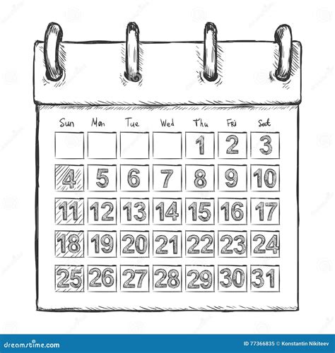 Vector Sketch Loose Leaf Calendar Stock Vector Illustration Of Date
