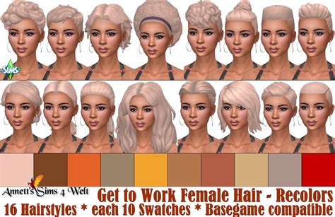 Annett`s Sims 4 Welt Get To Work Female Hair Recolors Sims 4 Hairs