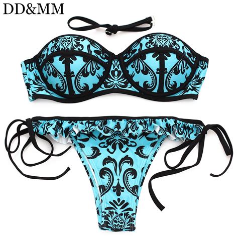 Buy Ddandmm Women Brazilian Bikini Set Sexy Bandeau Swimwear Push Up Swimsuit