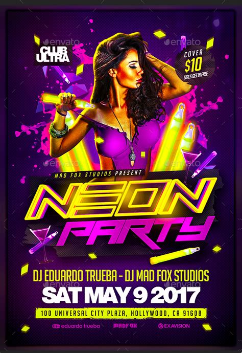 Glow Party Invitation Template Free