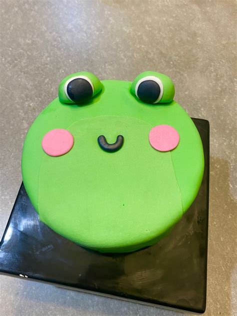 frog cake 🐸🤍 in 2021 frog cakes pastel desserts simple birthday cake